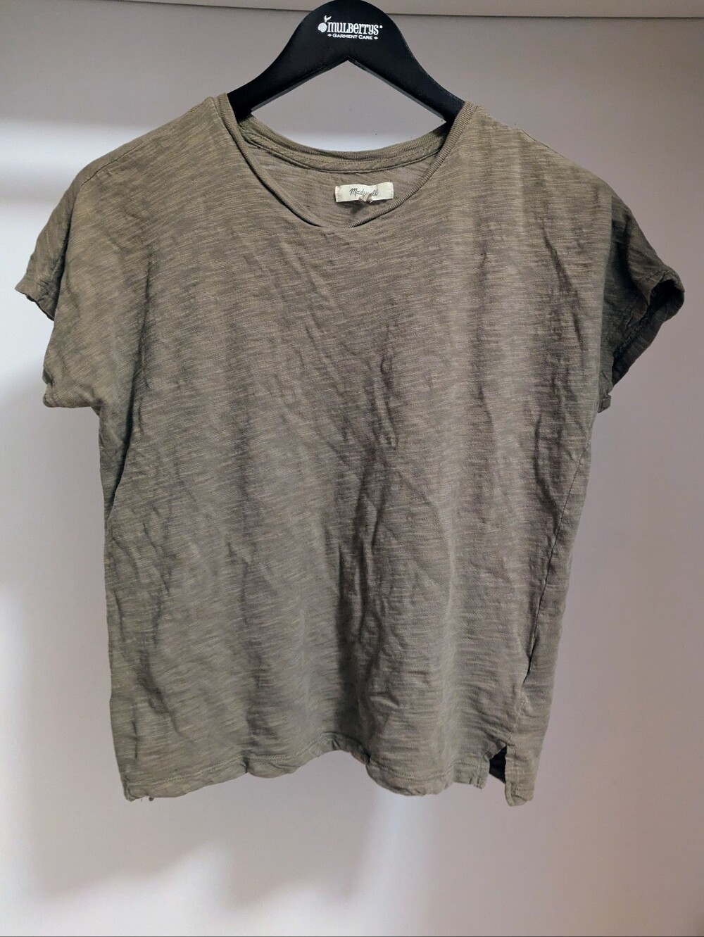 Madewell Dolman-Sleeve Crewneck Tee in Slub army green size small